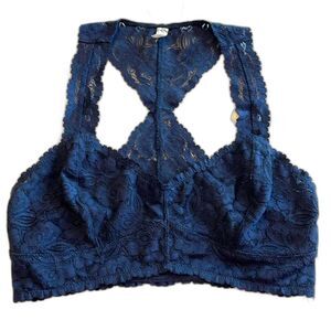 Free People Intimately Galloon Lace Racerback Bralette Blue Small Festival Boho